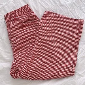 TopShop Red Houndstooth Wide leg Ankle Cotton Pants